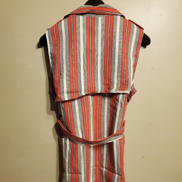 Nwt -Mauve or Beige Long Striped Vest with belt - Picture 9 of 12